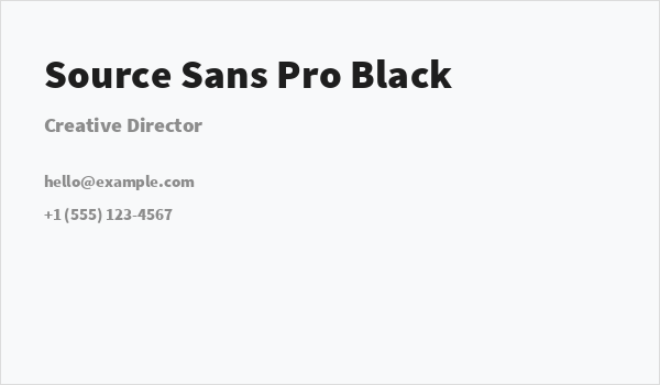 Source Sans Pro Black Business Card