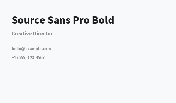 Source Sans Pro Bold Business Card