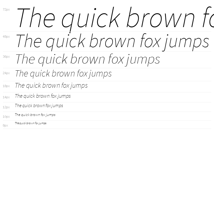 Source Sans Pro ExtraLight Italic Waterfall