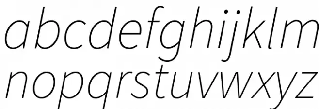 Source Sans Pro ExtraLight Italic Schriftart Kleinbuchstaben