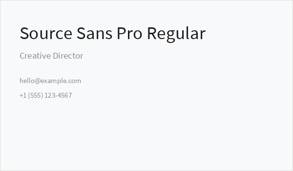 Source Sans Pro Regular Business Card