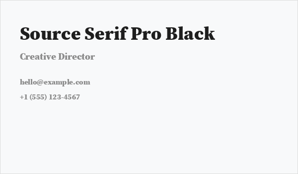 Source Serif Pro Black Business Card