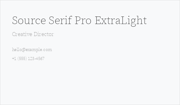 Source Serif Pro ExtraLight Business Card