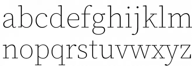 Source Serif Pro ExtraLight फ़ॉन्ट लोअरकेस