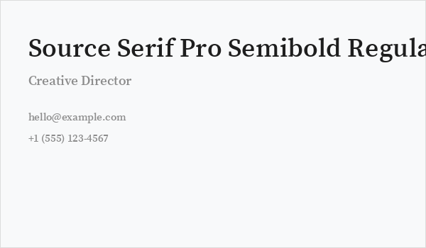 Source Serif Pro Semibold Regular Business Card