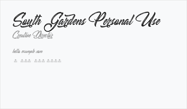 South Gardens Personal Use Business Card