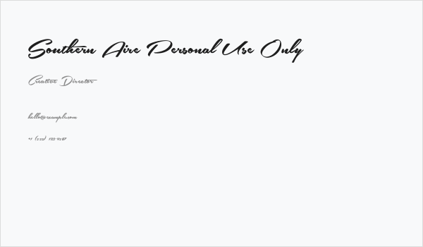 Southern Aire Personal Use Only Business Card