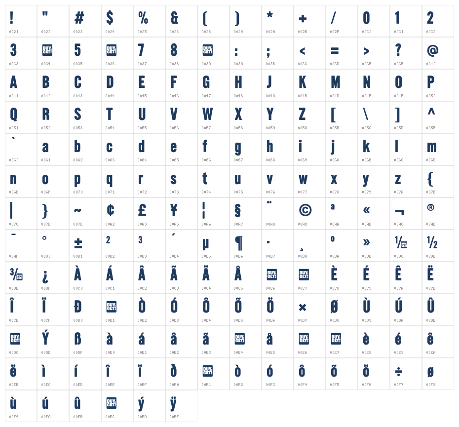 Southern Gothic Normal FREE FOR PERSONAL USE ONLY Character Map