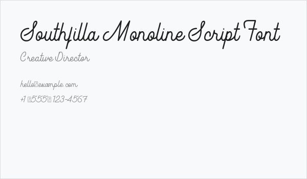 Southfilla Monoline Script Font Business Card