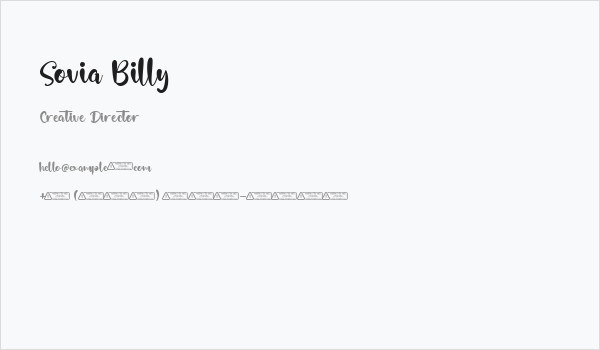 Sovia Billy Business Card