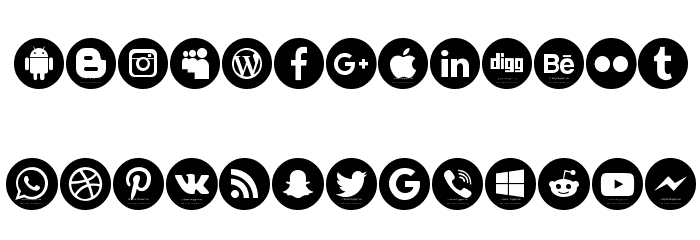 social media color Font LOWERCASE