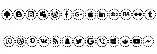 social networks colors फ़ॉन्ट लोअरकेस