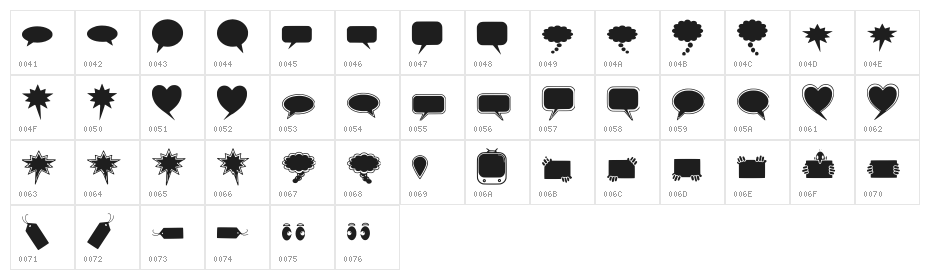 solid-speech-bubbles-paul-tos Character Map