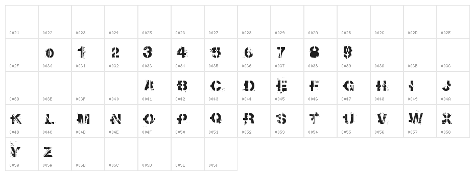 soot break Character Map