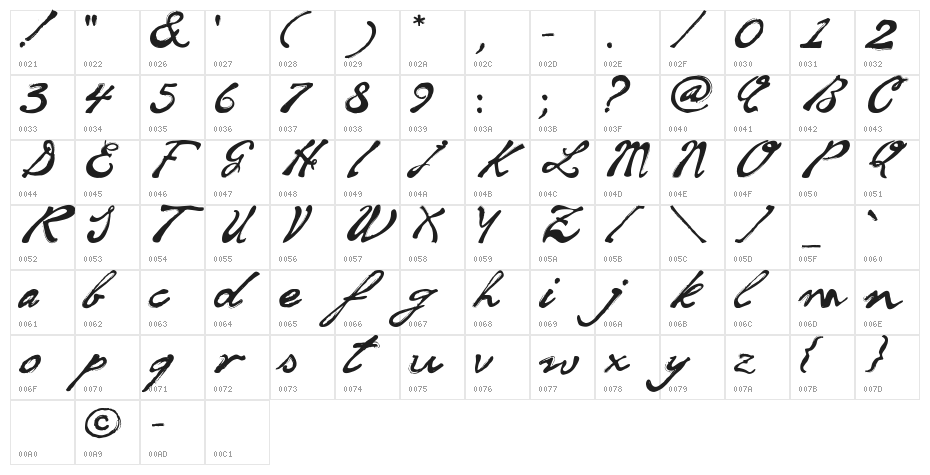 soul handwriting_free-version Character Map