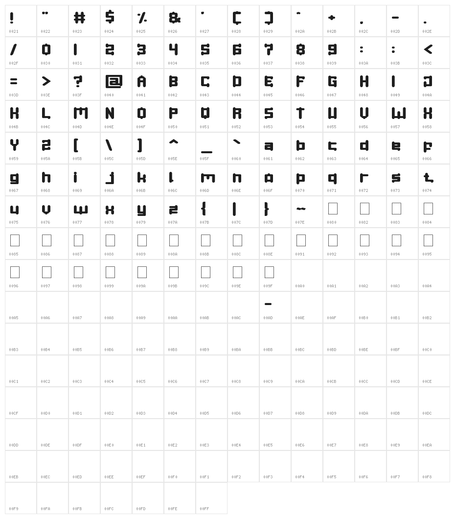 SPACE OBJECT Character Map
