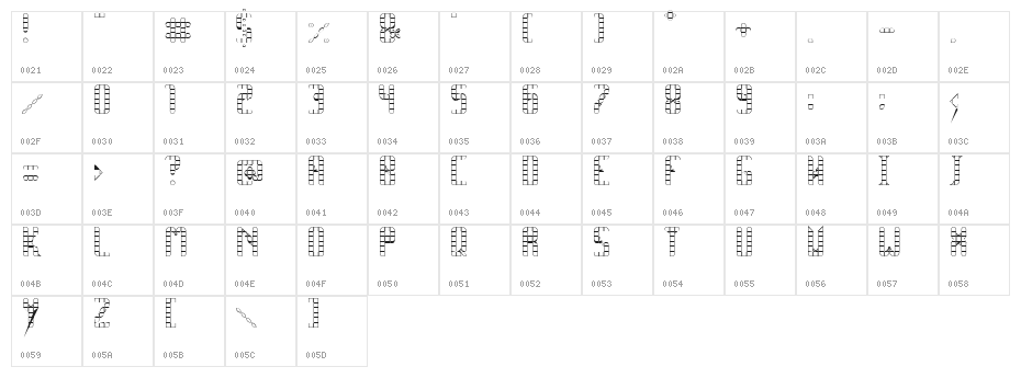 SPACE PEZ Outline Character Map