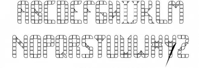 SPACE PEZ Outline Schriftart Kleinbuchstaben