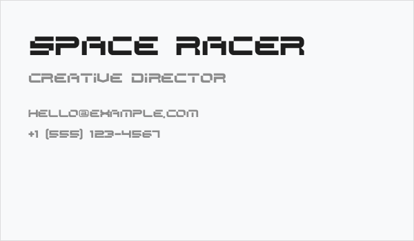 SPACE RACER Business Card