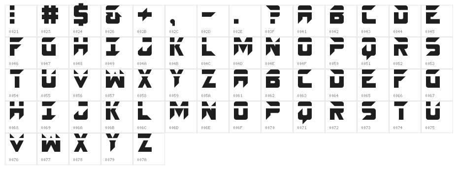 SPACECRAFT Regular Character Map
