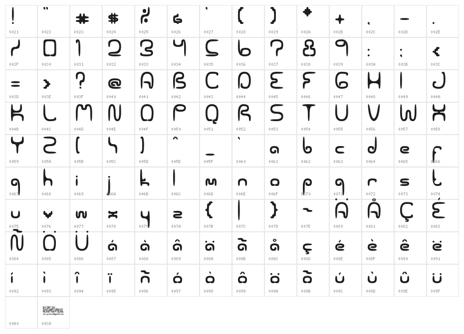 SPACEWORM02 Character Map