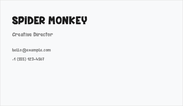 SPIDER MONKEY Business Card