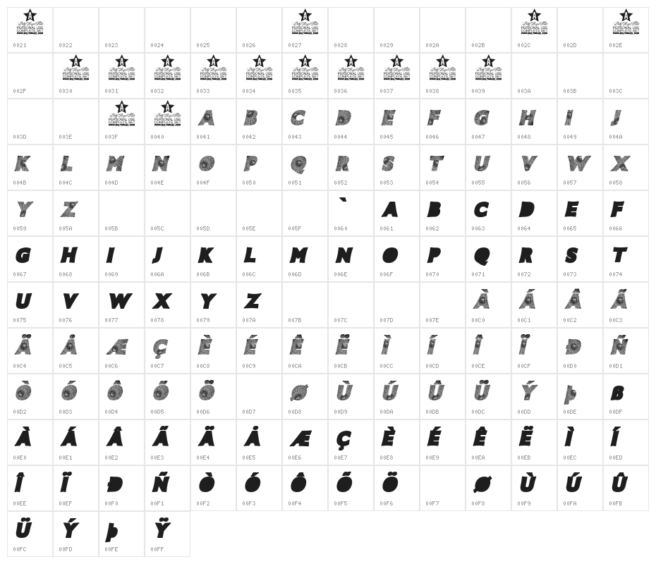 SPIDERWEB ITALIC PERSONAL USE Bold Italic Character Map