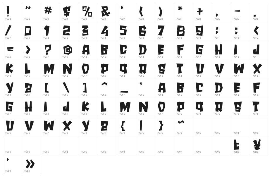 SPOOKY MONSTER Character Map
