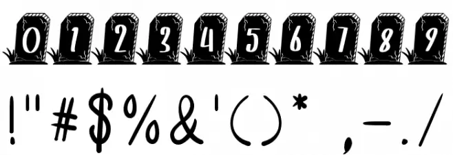 SPOOKY TOMB - Personal Use Font OTHER CHARS