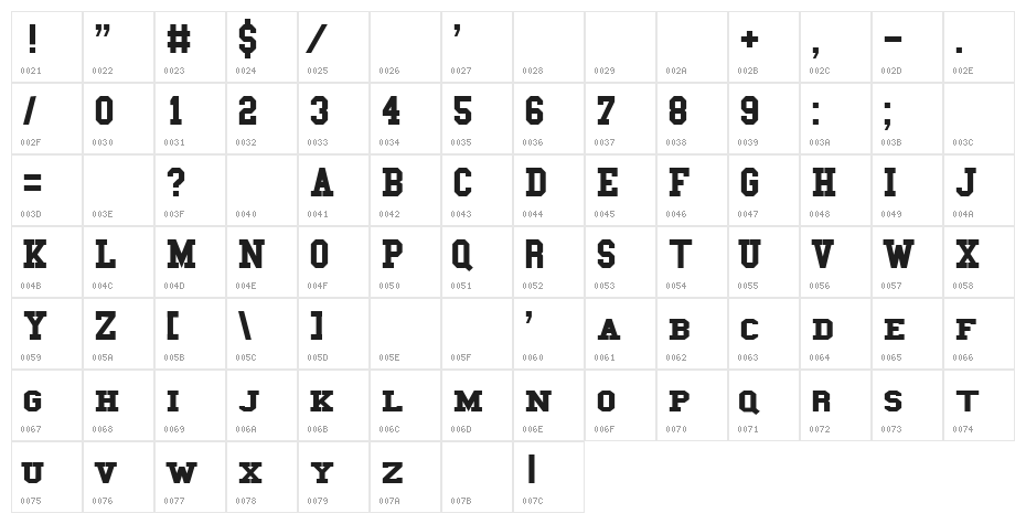 SPORT SPIRIT AF Character Map