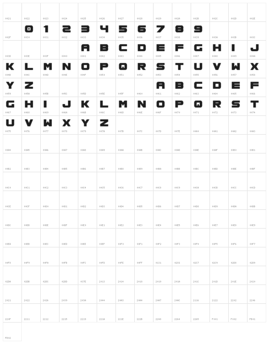Spac3 halftone Character Map