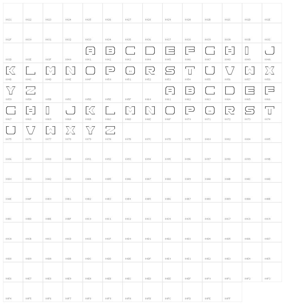 Spac3 neon Character Map
