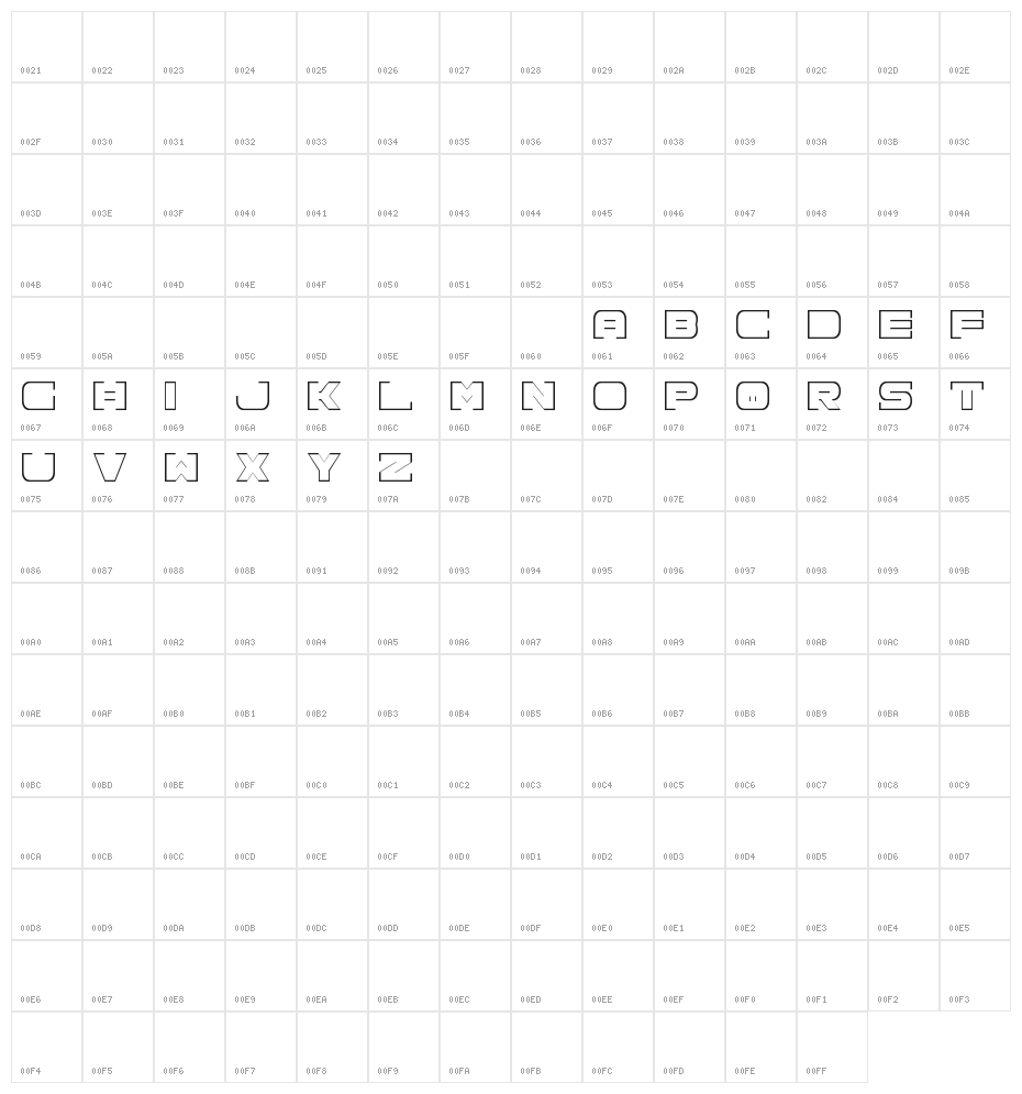 Spac3 neon Character Map