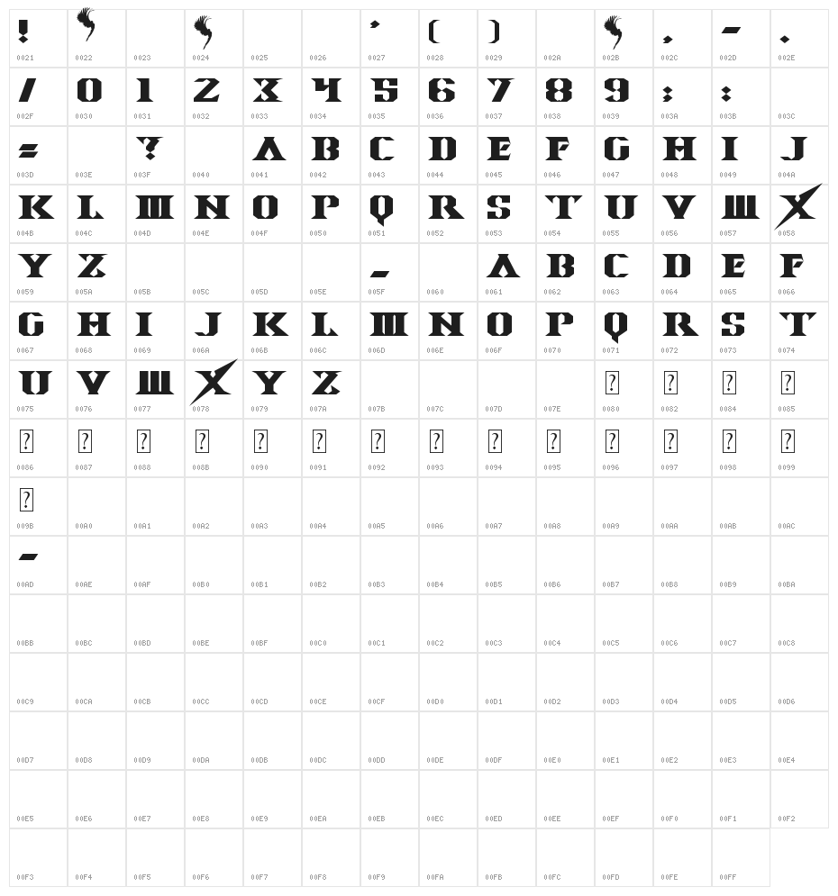 Space Angel Character Map