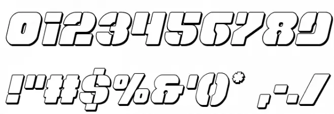 Space Cruiser 3D Italic Font OTHER CHARS