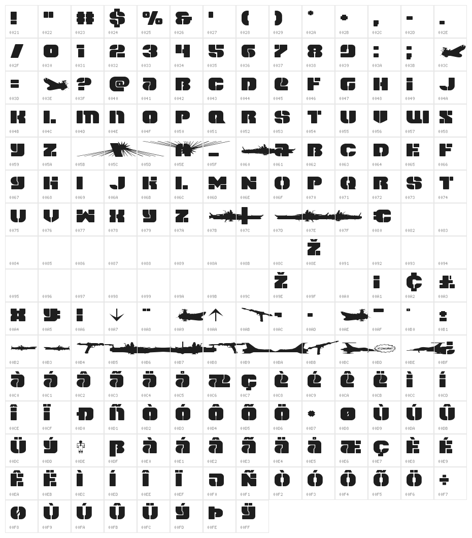 Space Cruiser Expanded Character Map