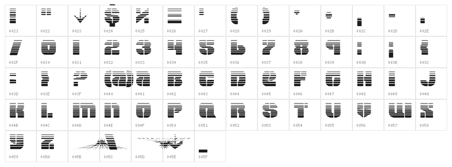 Space Cruiser Gradient Character Map