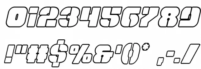 Space Cruiser Outline Italic Font OTHER CHARS