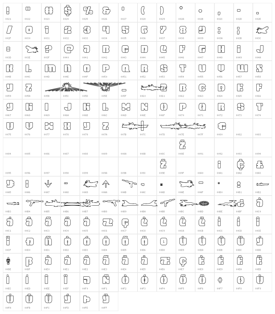Space Cruiser Outline Character Map