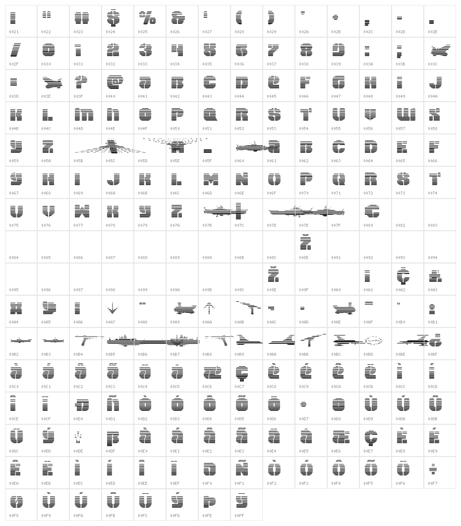 Space Cruiser Scanlines Character Map