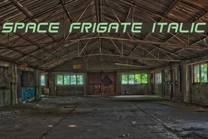 Space Frigate Italic Font examples