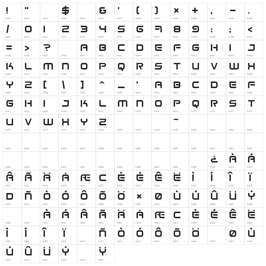 Space Frigate Character Map