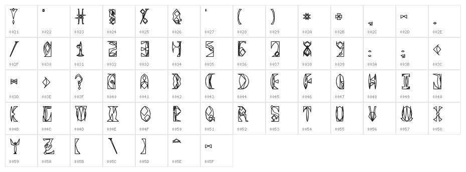 Space Gimboid Character Map