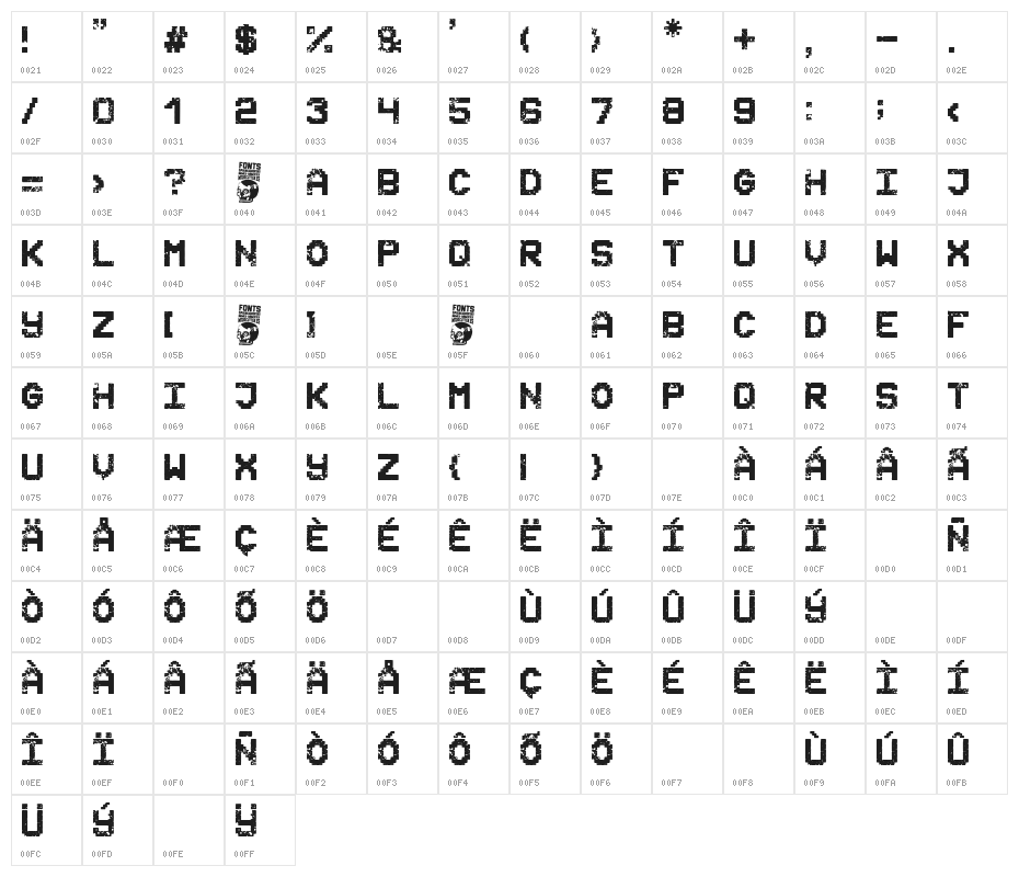 Space Grunge Character Map