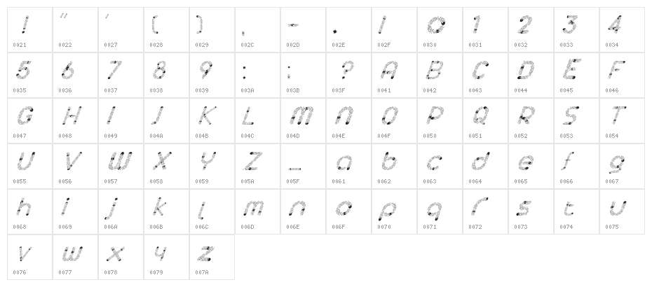 Space Italic Character Map