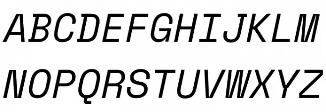 Space Mono Italic फ़ॉन्ट अपरकेस