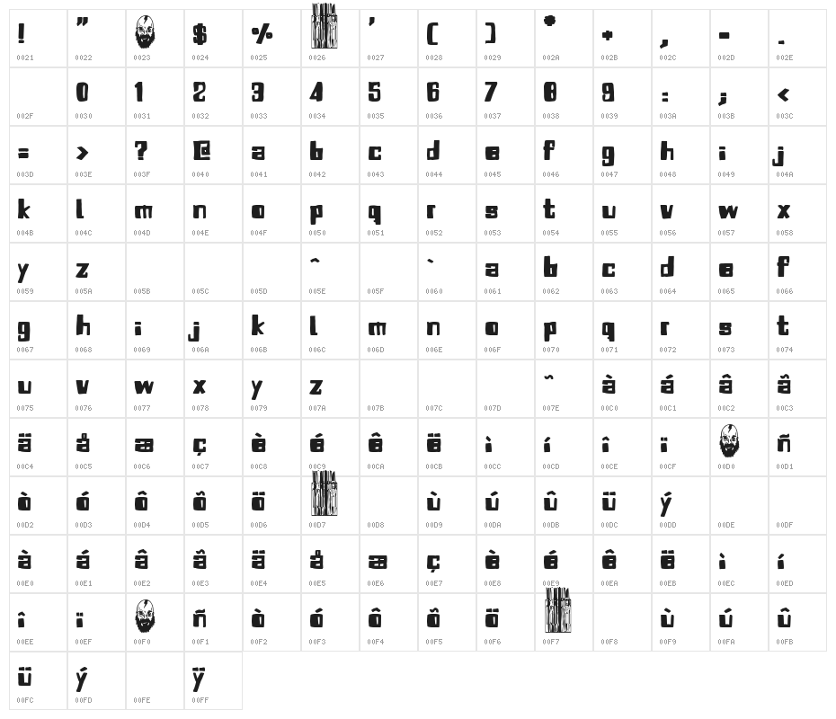 Space Packet Protocol Character Map