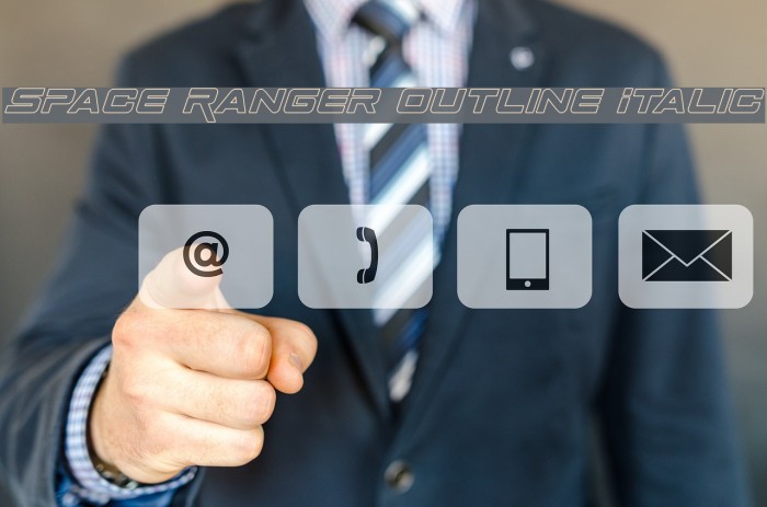 Space Ranger Outline Italic Font examples