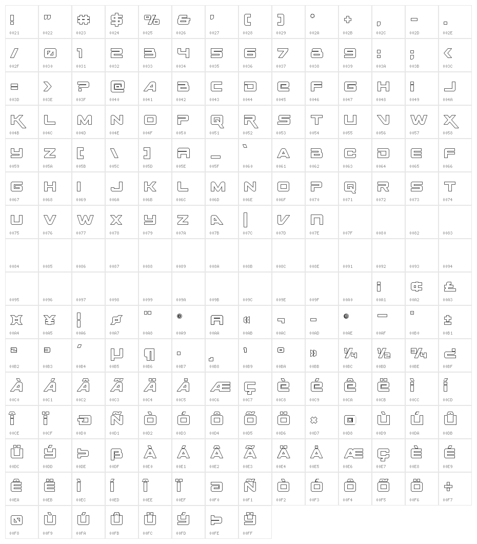Space Ranger Outline Character Map