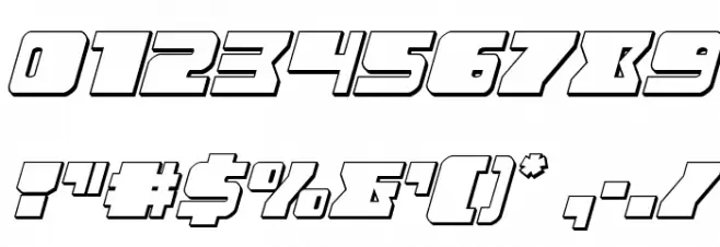 Space Runner 3D Italic Font OTHER CHARS